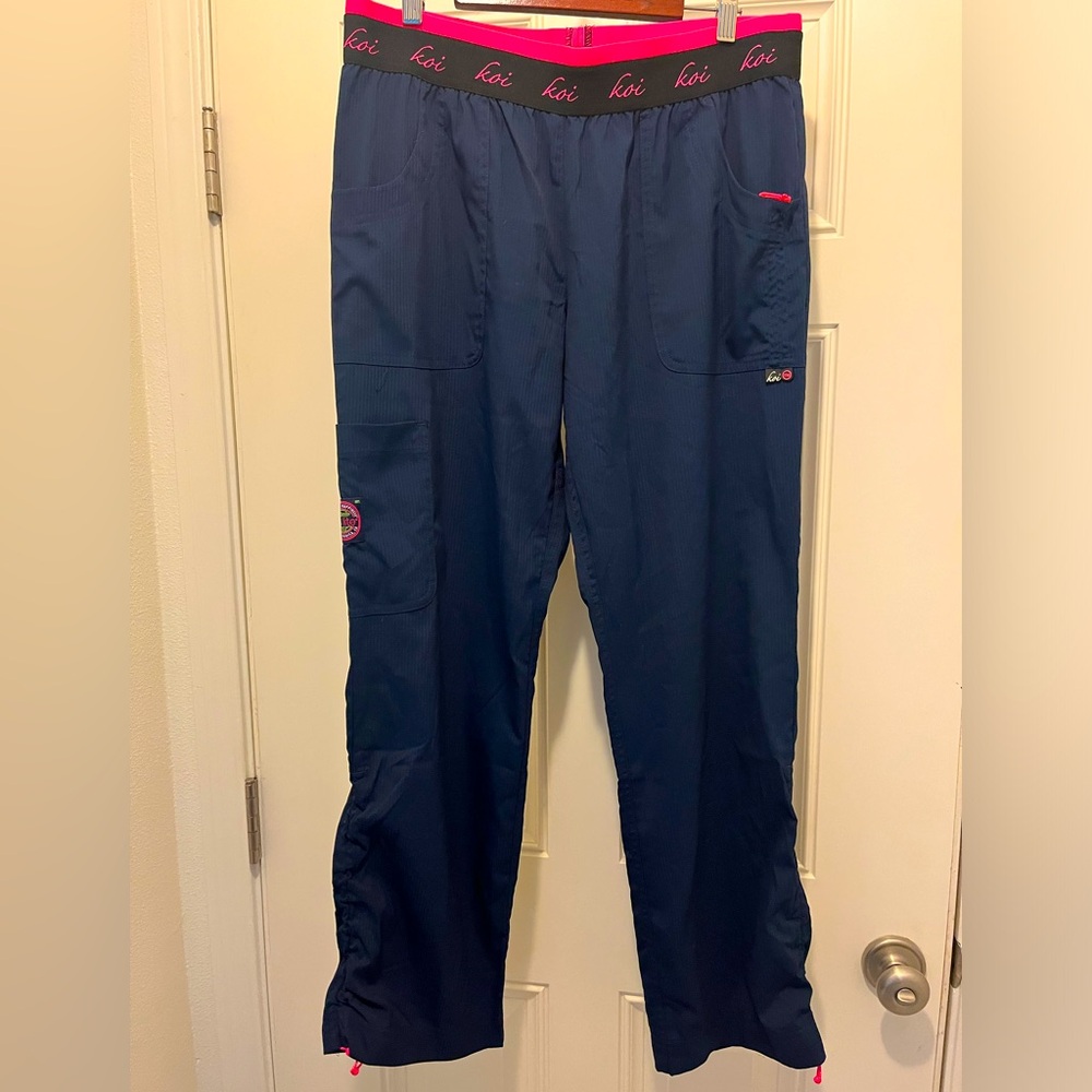 koi lite scrubs (pants) NWOT | size: petite M | color: blue & hot pink